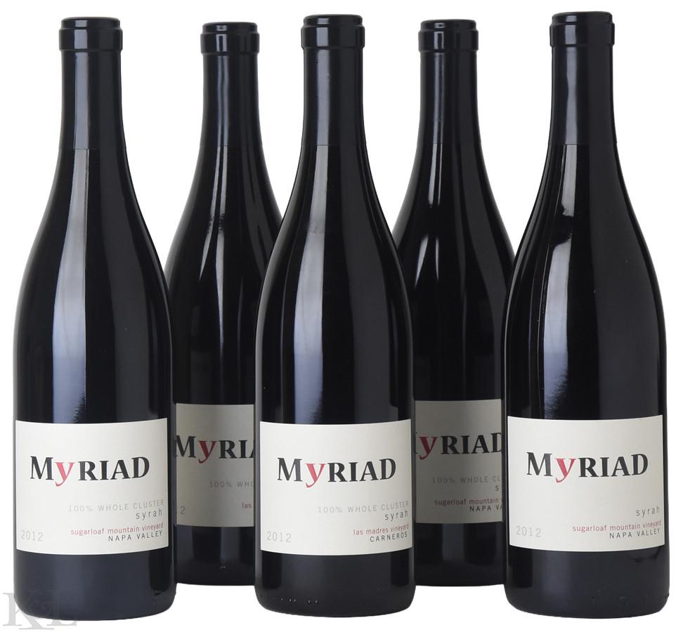 2012 Myriad "100% Whole Cluster - Las Madres Vineyard", "100% Whole Cluster - Sugarloaf Mountain Vineyard" & "Sugarloaf Mountain" Syrah Horizontal