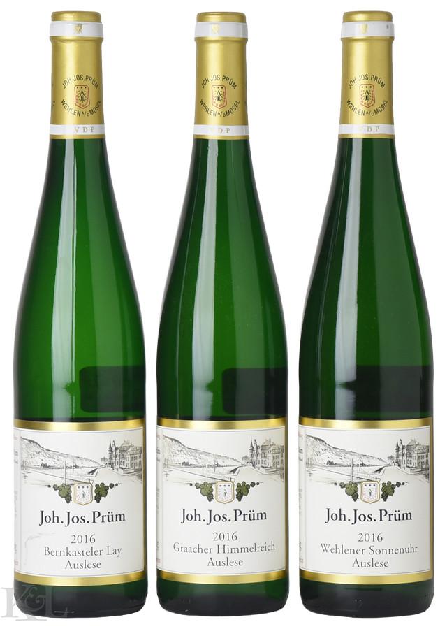 2016 Joh. Jos. Prüm Bernkasteler Lay, Graacher Himmelreich & Wehlener Sonnenuhr Auslese Goldkapsel Riesling Mosel 3-Bottle Tasting Lot