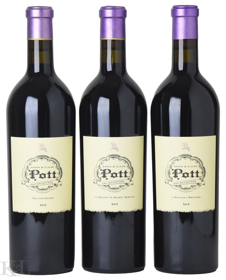 2015 Pott "Her Majesty's Secret Service - Stagecoach Vineyard", "Kaliholmanok - Kicu Me Vineyard" & "Le Nouveau Western - Star Vineyard" Napa Valley Cabernet Sauvignon 3-Bottle Tasting Lot