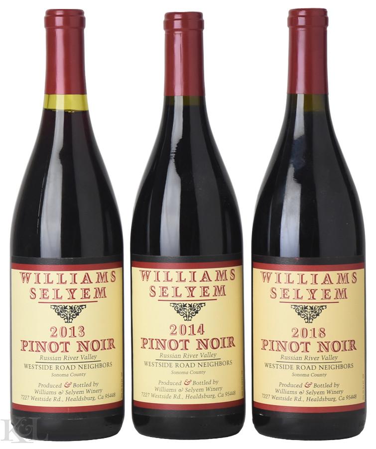 2013, 2014, 2018 Williams Selyem "Westside Road Neighbors" Russian River Valley Pinot Noir