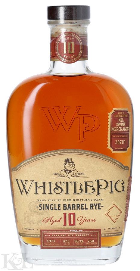 NV WhistlePig 10 Year Old "K&L Swine Merchants" 112.5 Proof (17.5 Year Old) Barrel #20201 Single Barrel Cask Strength Straight Rye Whiskey