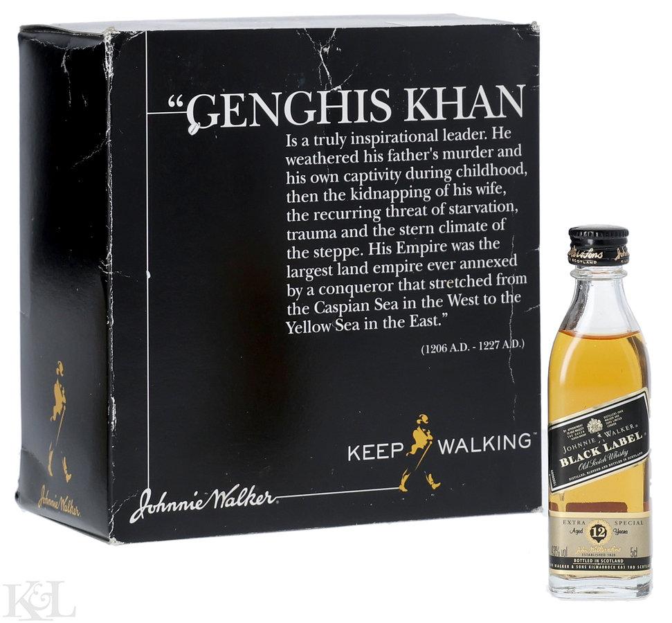 Johnnie Walker Black 12 Year Old Mini (with Genghis Khan Bottle Holder) Blended Scotch Whisky (50ml)