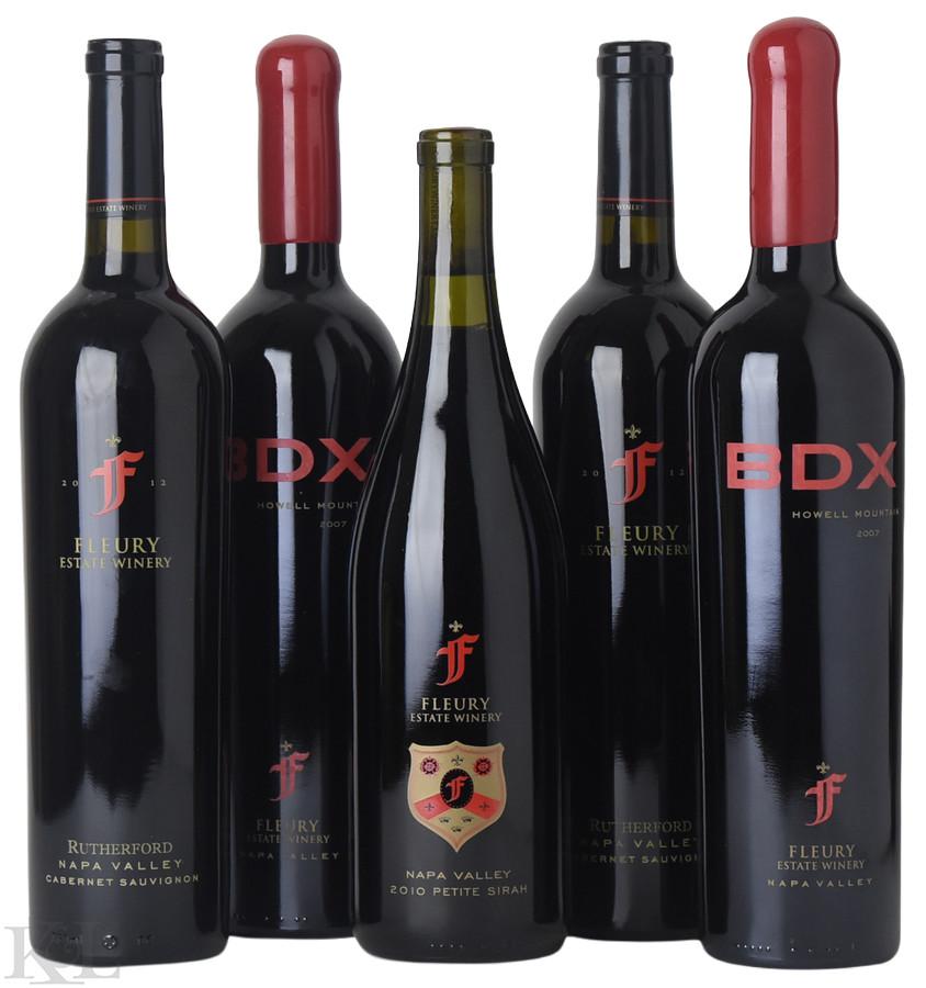 2007, 2010, 2012 Fleury Estate Winery "BDX" Red Blend, Petite Sirah & Rutherford Cabernet Sauvignon Tasting Lot