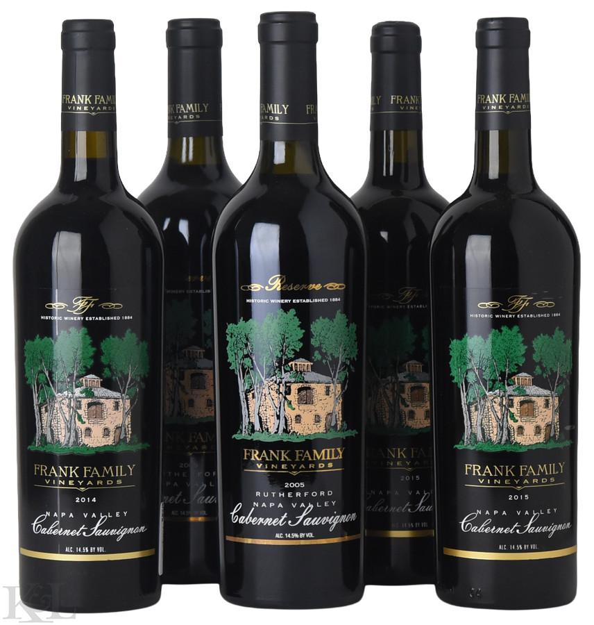 2005, 2014, 2015 Frank Family "Reserve" Rutherford Cabernet Sauvignon & Napa Valley Cabernet Sauvignon Tasting Lot