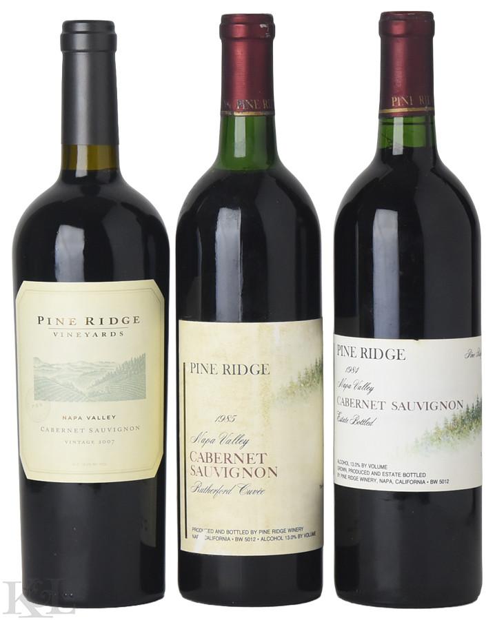 1984, 1985, 2007 Pine Ridge Napa Valley Cabernet Sauvignon & Pine Ridge "Rutherford Cuvée" Napa Valley Cabernet Sauvignon Tasting Lot