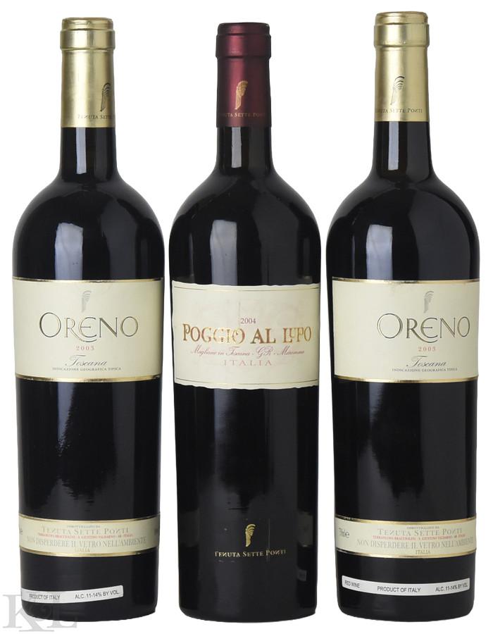 2003 & 2004 Tenuta Sette Ponti "Oreno" Toscana & Poggio al Lupo Maremma Toscana Tasting Lot