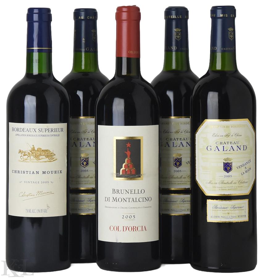 2005 Christian Moueix Bordeaux Supérieur, Col d'Orcia Brunello di Montalcino & Galand, Bordeaux Supérieur Horizontal