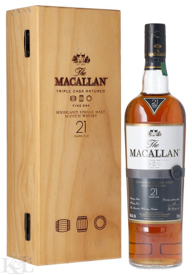 Macallan 21 Year Old "Fine Oak Triple Cask Matured" Highland Single Malt Scotch Whisky