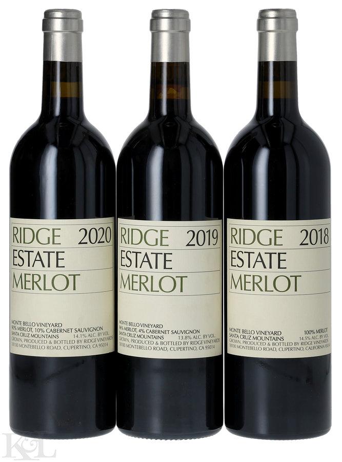 2018-2020 Ridge Vineyards "Estate" Santa Cruz Mountains Merlot Vertical