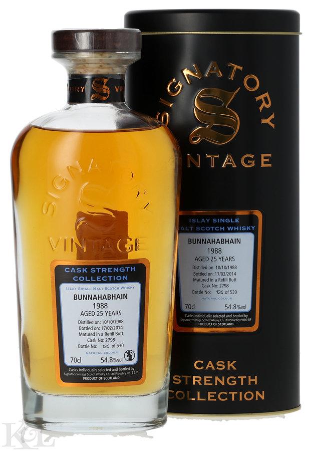 1988 Bunnahabhain 25 Year Old "Signatory Vintage - Cask Strength Collection" Refill Sherry Butt Cask Strength Single Cask Islay Single Malt Scotch Whisky (700ml)