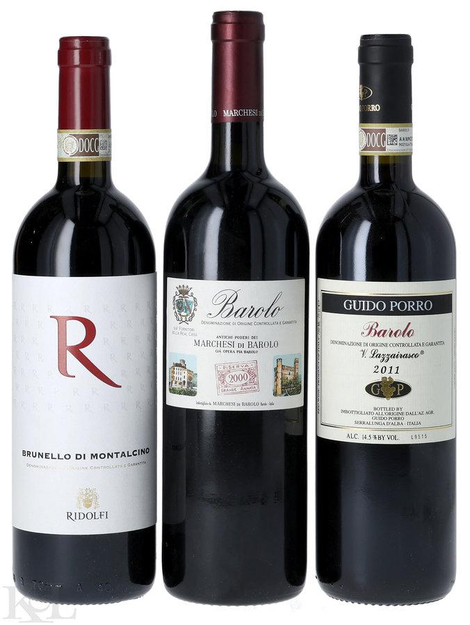 2000, 2011, 2017 Italian Barolo and Montalcino Tasting Lot