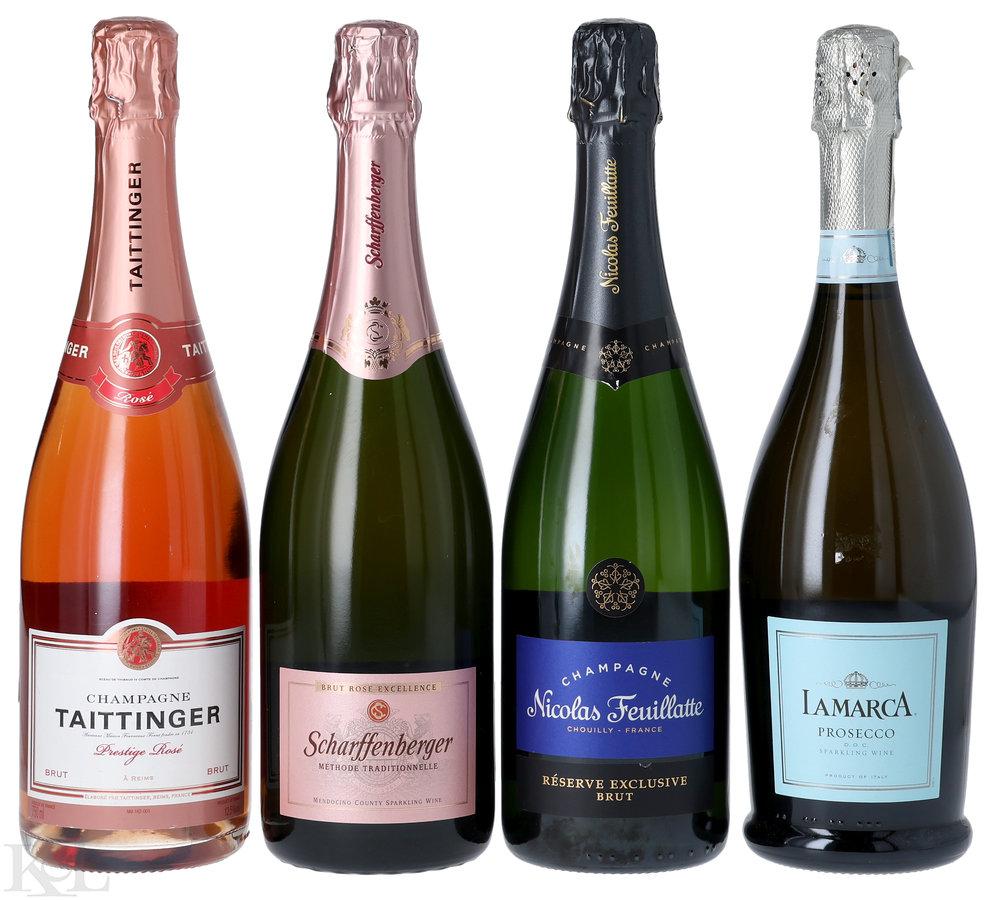 NV Prosecco, Brut Champagne & Brut Rosé Horizontal