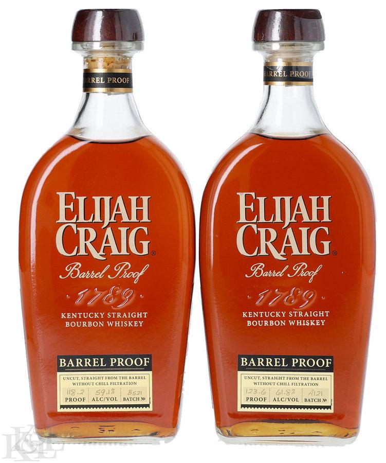 2021 Elijah Craig 12 Year Old Barrel Proof "Batch A121" 123.6 Proof & "Batch B521" 118.2 Proof Kentucky Straight Bourbon Whiskey Horizontal