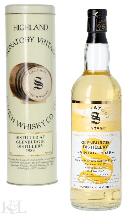 1989 Glenburgie 13 Year Old "Signatory Vintage" Speyside Single Malt Scotch Whisky (700ml)