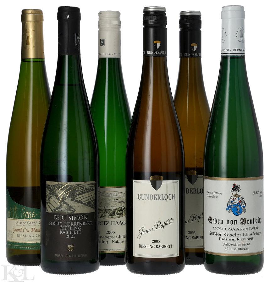 2004 & 2005 German & Alsatian Riesling Kabinett Tasting Lot — Erben von Beulwitz Kaseler Nies'chen, René Barth "Mambourg" Grand Cru Alsace, Bert Simon Serriger Herrenberg, Fritz Haag Brauneberger Juffer & Gunderl