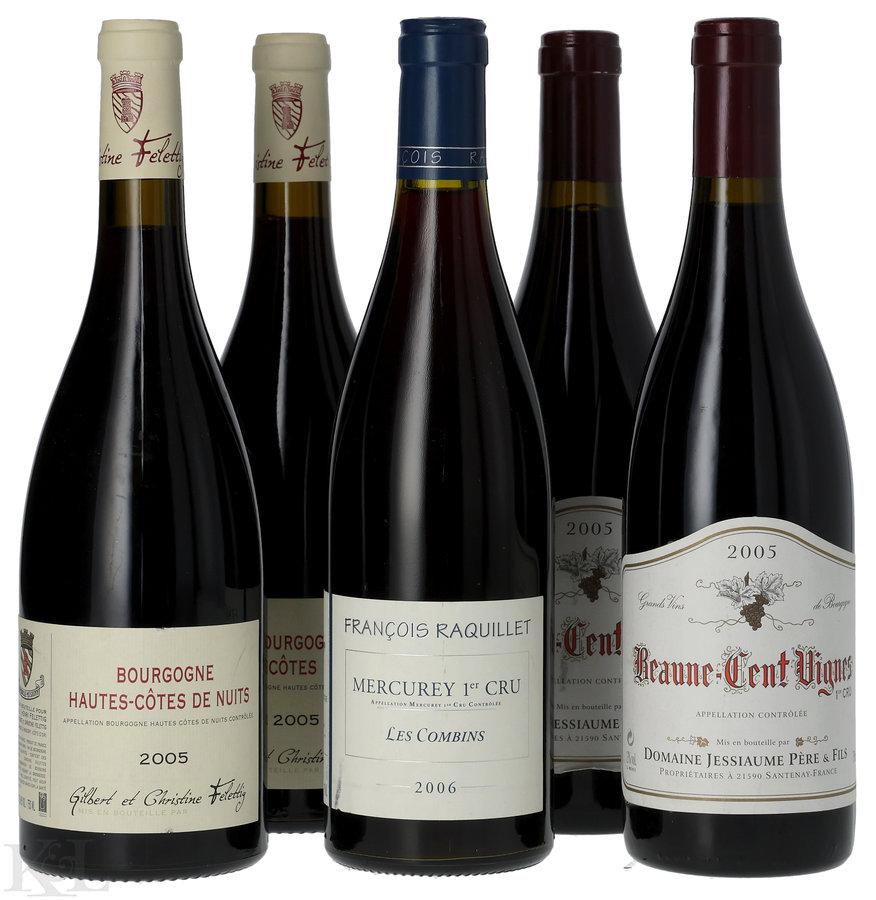 2005 & 2006 Burgundy Red Tasting Lot — Felettig Hautes-Côtes de Nuits, Jessiaume Beaune 1er Cru "Cent Vignes" & Raquillet Mercurey 1er Cru "Les Combins"