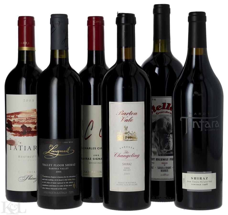 Assorted Australian Shiraz Tasting Lot — Hardys "Tintara" & Stella's Garden "Lost Highway Project" McLaren Vale, Cimicky "Signature" & Barton Vale "The Changeling" & Langmeil "Valley Floor" Barossa Valley & Ta