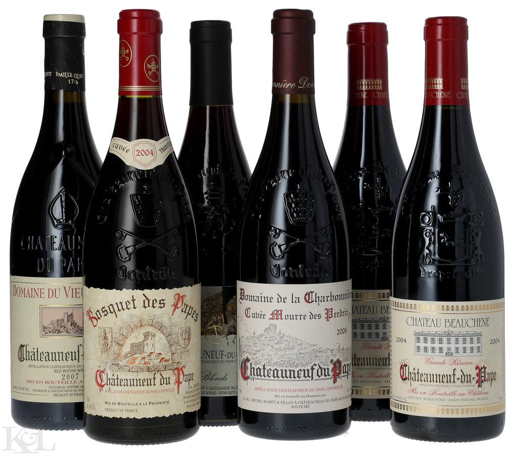 Assorted Châteauneuf-du-Pape Tasting Lot — Bosquet des Papes "Cuvée Tradition," Beauchene "Grande Réserve," Charbonnière "Cuvée Mourre des Perdrix," Vieux Lazaret & Lesec "Les Galets Blonds"