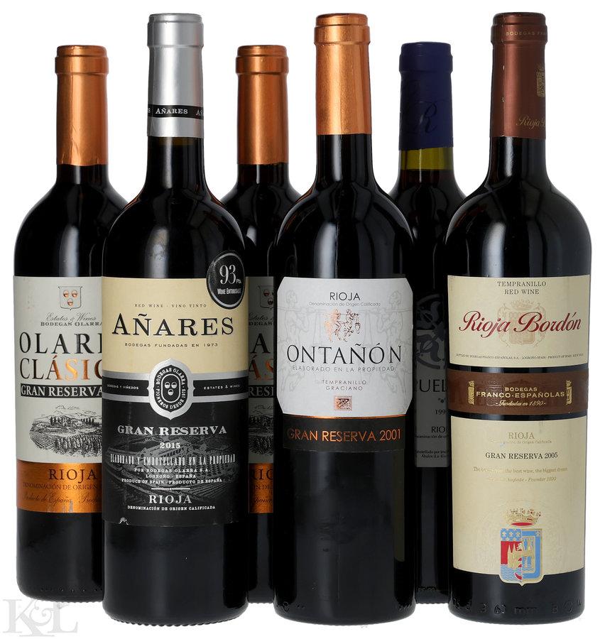 Assorted Rioja Gran Reserva Tasting Lot — Puelles, Ontañon, Franco Españolas "Rioja Bordón," Olarra "Añares" & Olarra "Clásico"