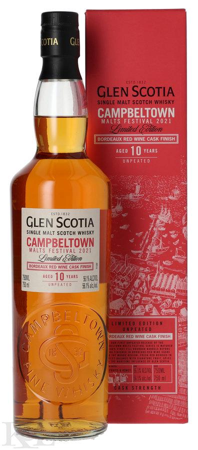 2011 Glen Scotia 10 Year Old "Malts Festival 2021 Limited Edition" Cask Strength Bordeaux Red Wine Finish Un-Peated Campbeltown Single Malt Scotch Whisky