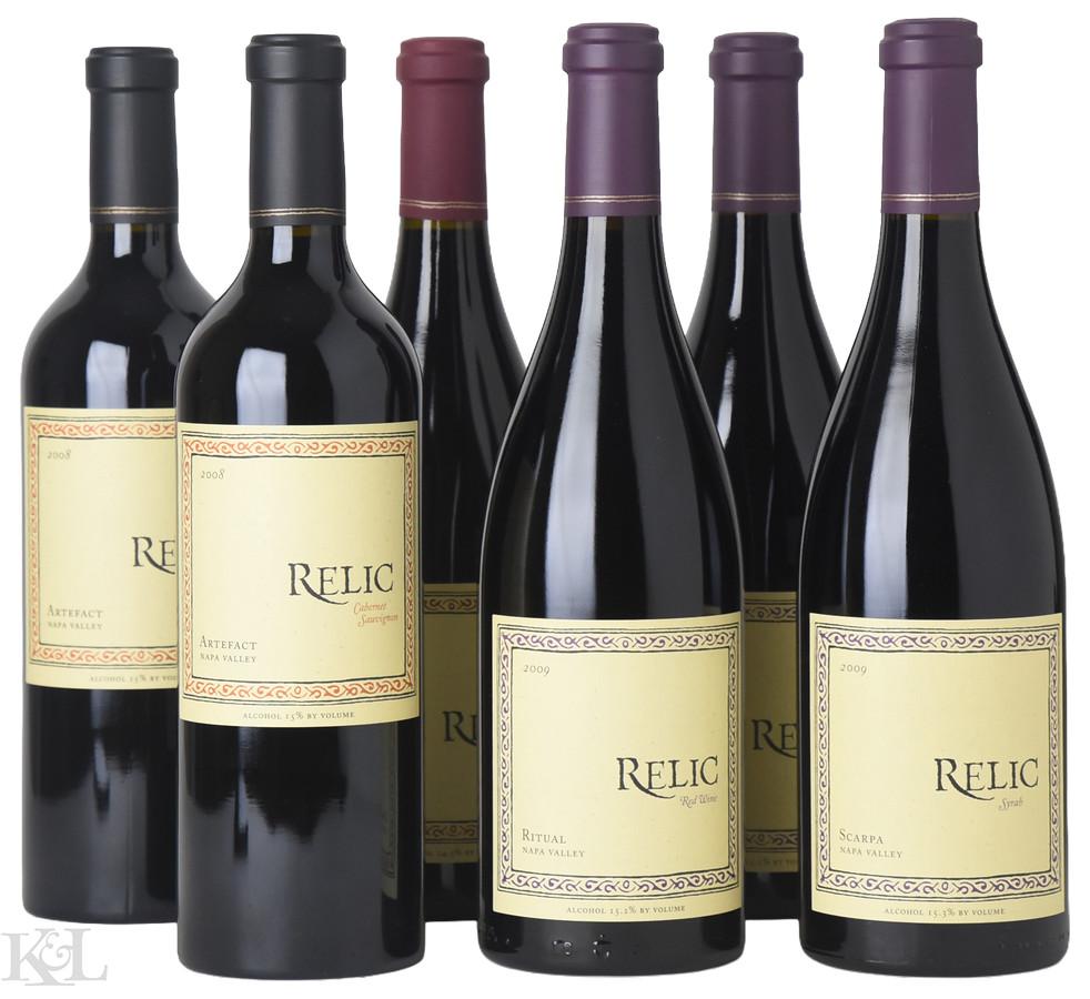 2008 & 2009 Relic "Artefact" Cabernet Sauvignon, "Avion" Pinot Noir, "Old Vines" Petite Sirah, "Scarpa" Syrah & "Ritual" Red Blend Tasting Lot