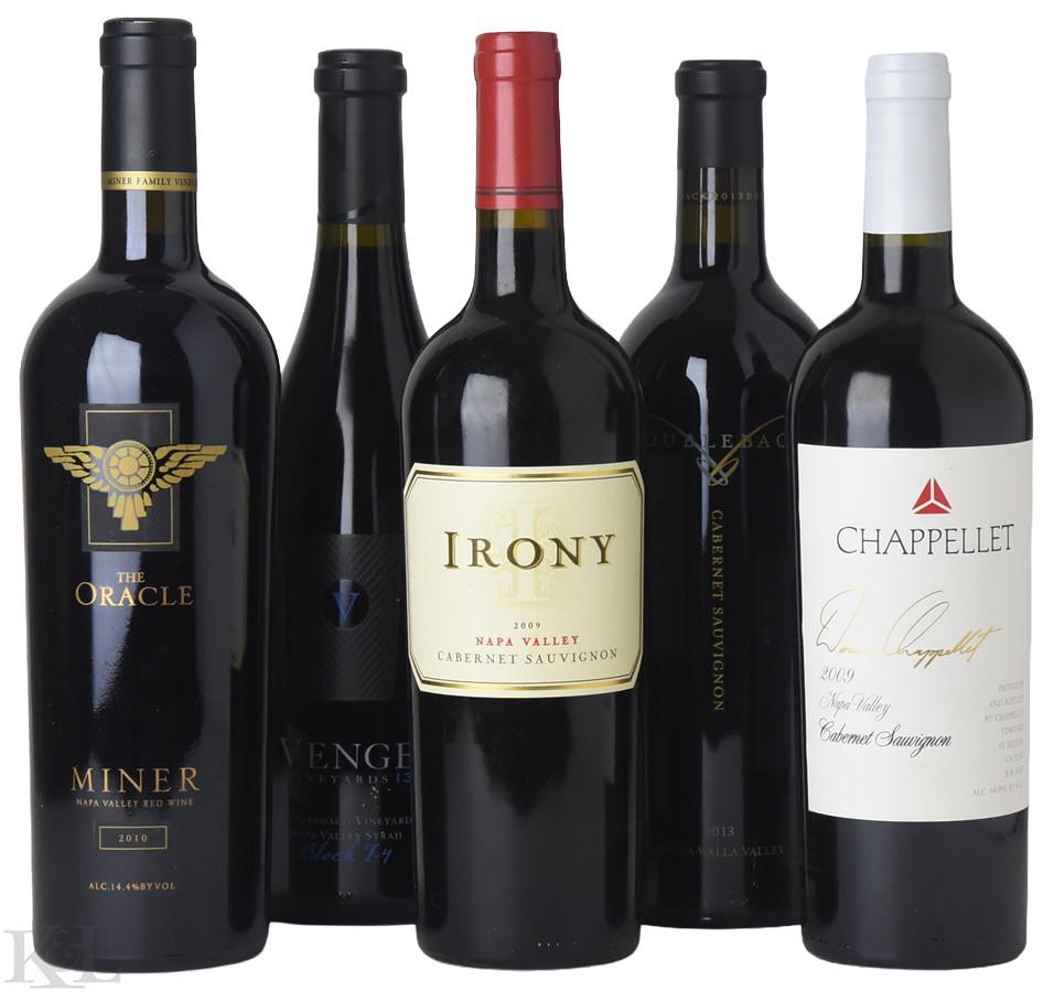 2009, 2010, 2013 Napa & Pacific Northwest Red Collection — Chappellet "Signature" Cab Sauv · Miner "The Oracle" · Doubleback Walla Walla · Venge "Stagecoach Block I-4" Syrah · Irony Cabernet Tasting Lot