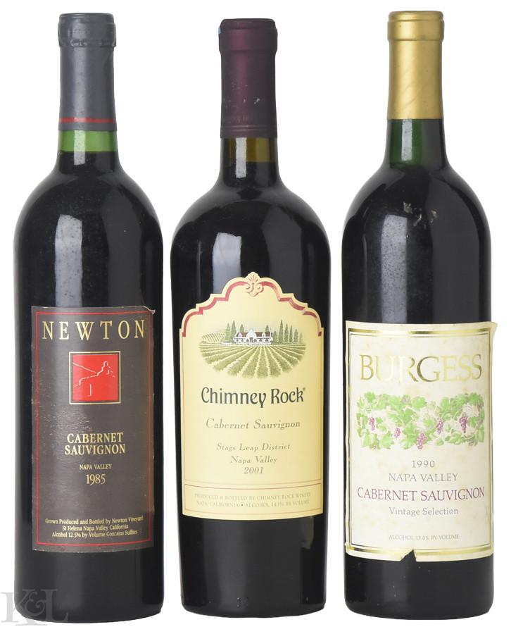 1985, 1990, 2001 Napa Valley Cabernet Sauvignon Tasting Lot — Newton, Burgess "Vintage Selection" & Chimney Rock Stags Leap District