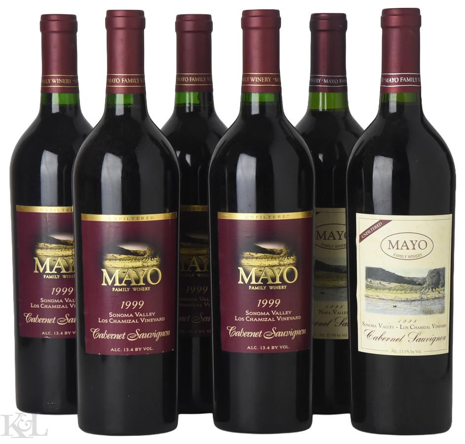 1998 & 1999 Mayo Family Winery Cabernet Sauvignon Tasting Lot — Napa Valley & "Los Chamizal Vineyard" Sonoma Valley