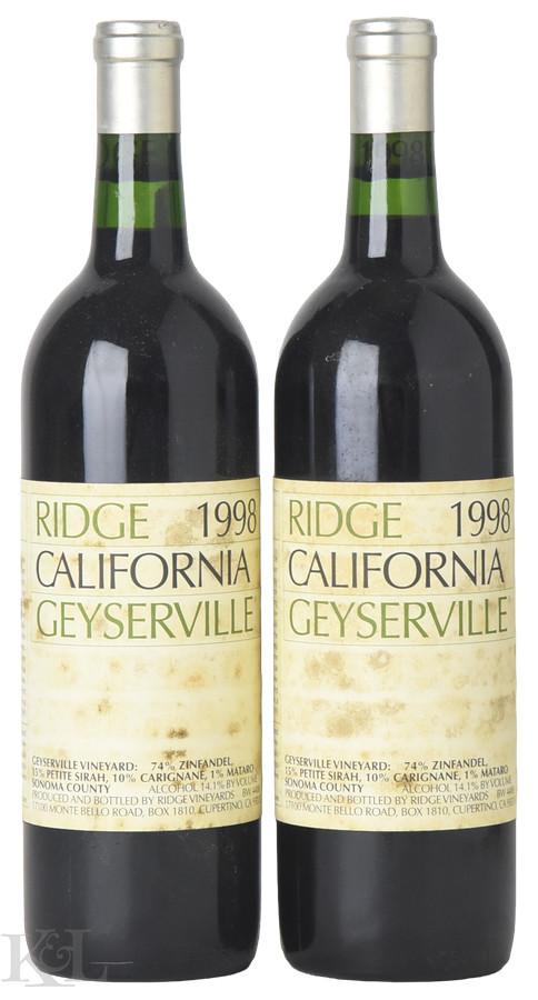 1998 Ridge Vineyards "Geyserville" Sonoma County Zinfandel