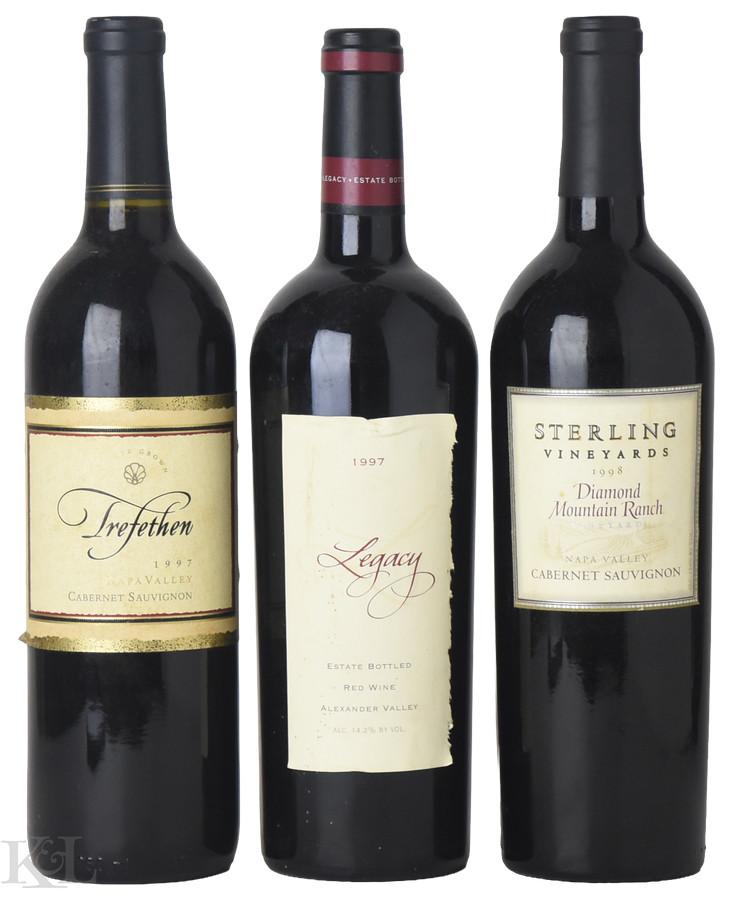 1997 & 1998 California Cabernet & Bordeaux Blend Tasting Lot — Trefethen Napa Valley Cabernet Sauvignon, Stonestreet "Legacy" Alexander Valley & Sterling "Diamond Mountain Ranch" Napa Valley Cabernet Sauvignon