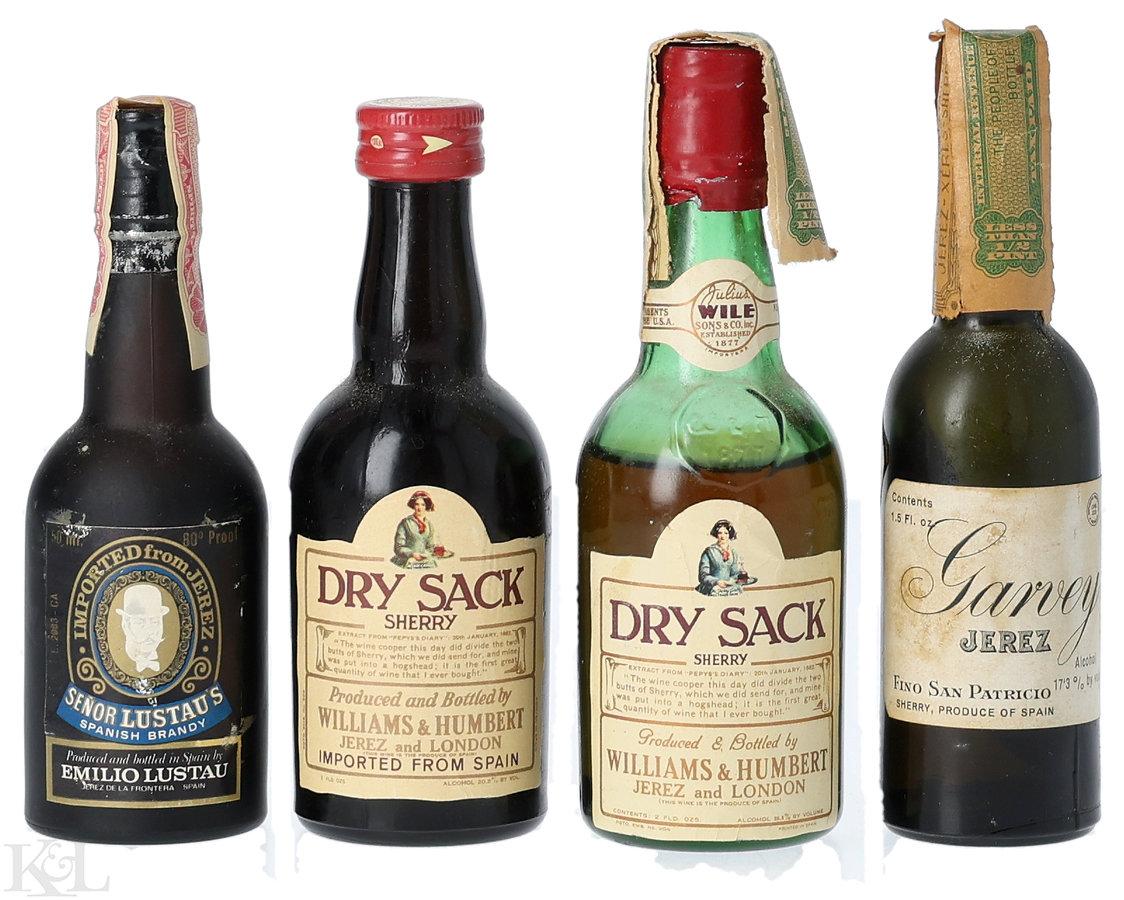 NV Vintage Sherry & Spanish Brandy Mini Bottles (50ml-2oz) Horizontal