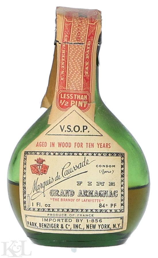 Marquis de Caussade 10 Year Old Fine Grand Armagnac Mini (1oz) (<1/2 Full) (1944-1960)