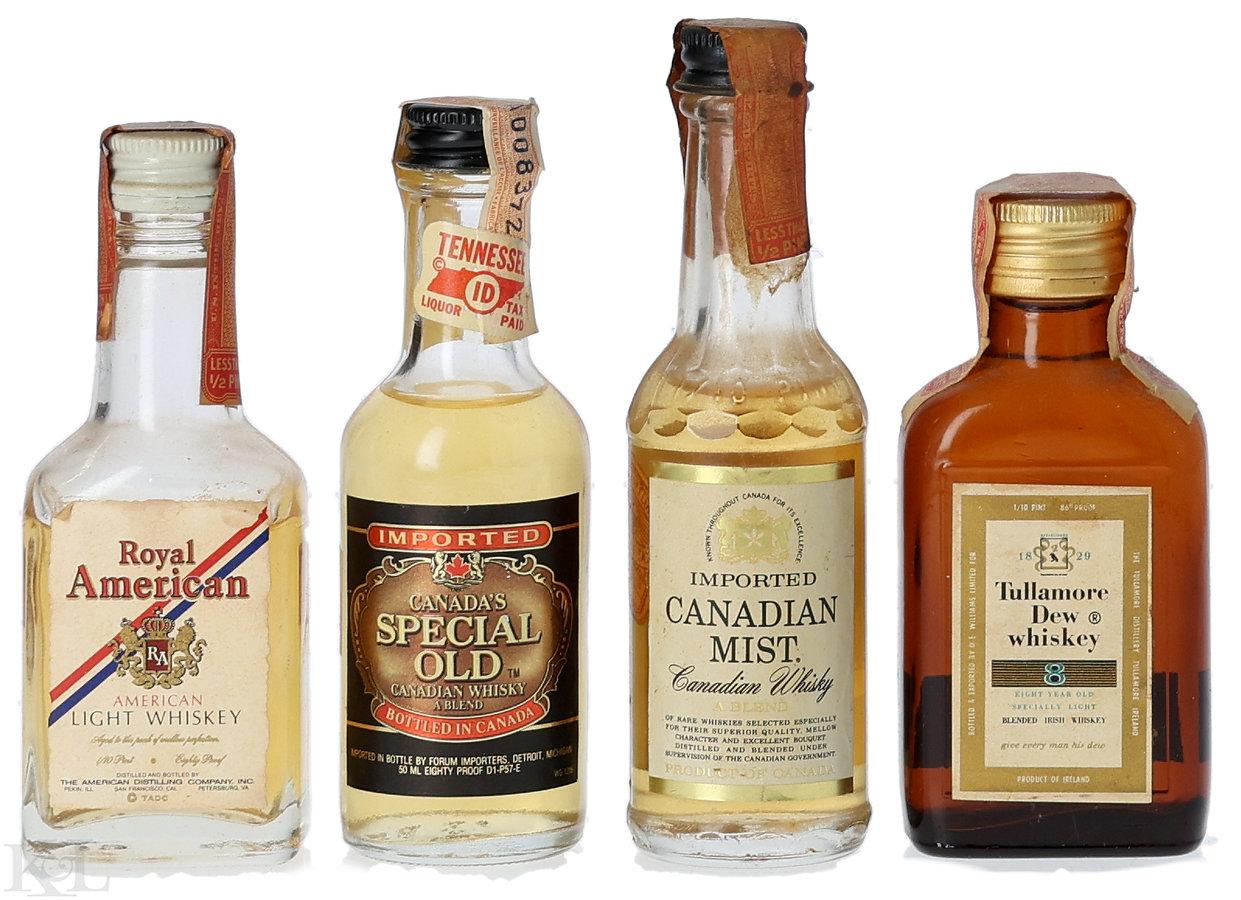 NV Whisky Mini Bottles Collection – Canadian, Irish & Blended Whiskey (1/10 Pint - 50ml) Horizontal