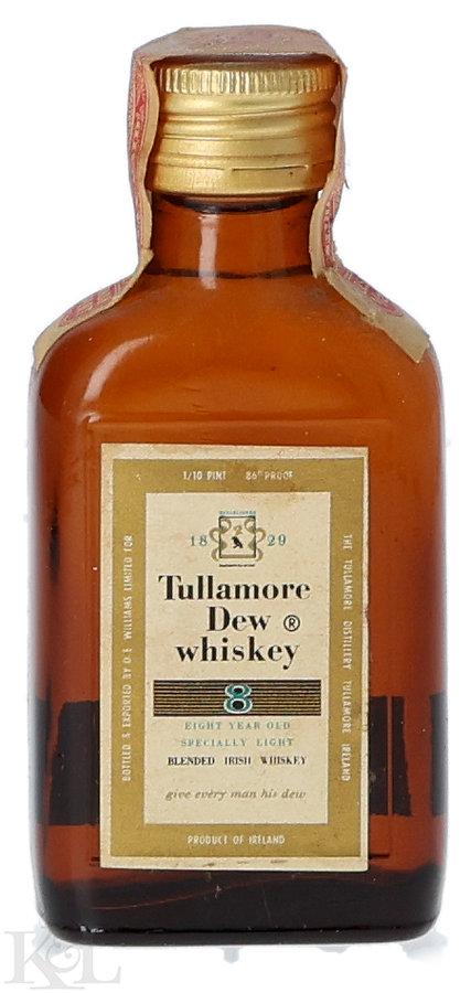 Tullamore Dew 8 Year Old Blended Irish Whiskey Mini (1/10 Pint) (1944-1960)