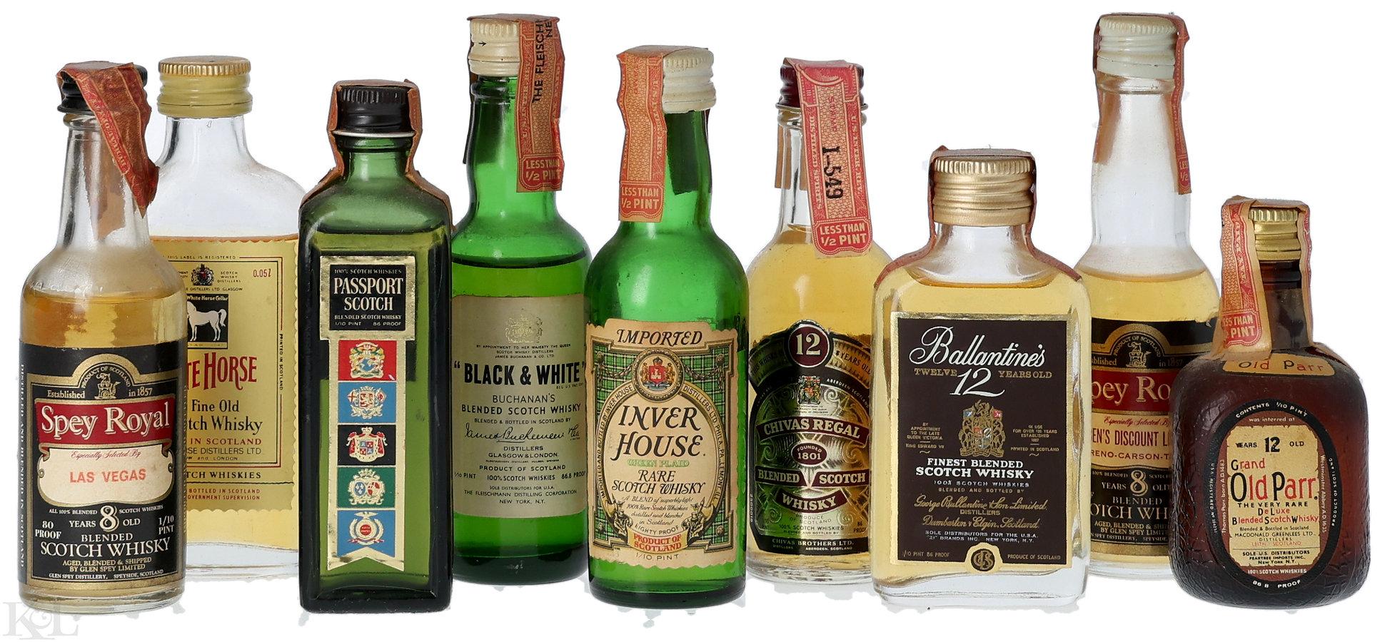 NV Blended Scotch Whisky Mini Bottles (1940s–1980s1/10 Pint - 50ml) Horizontal