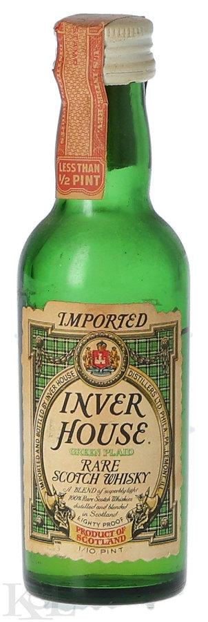 Inver House Green Plaid Blended Scotch Whisky Mini (1/10 Pint) (1/2 Full)  (1944-1960)