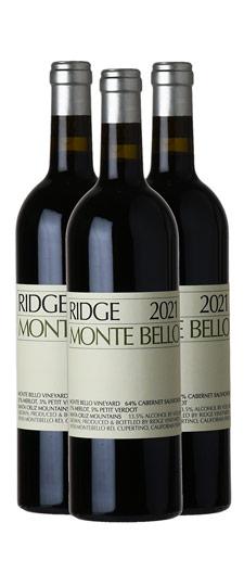 2021 Ridge Vineyards "Monte Bello" Santa Cruz Mountains Cabernet Sauvignon 3-Pack
