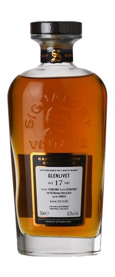 2006 Glenlivet 17 Year Old "Signatory Unchillfiltered Collection" 1st Fill Single Sherry Butt #900810 Cask Strength Speyside Single Malt Scotch Whisky (700ml)