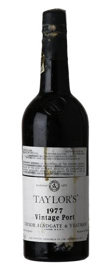 1977 Taylor Vintage Port (signs of past seepage, torn & scuffed label)
