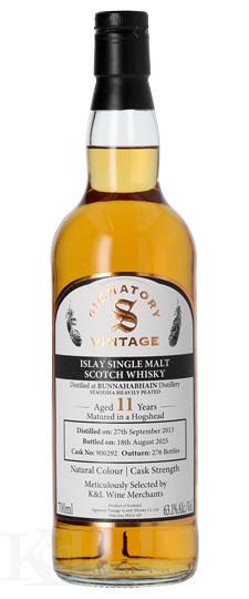Staoisha (Bunnahabhain) 11 Year Old "Signatory" K&L Exclusive 1st Fill Hogshead Cask Strength Single Malt Scotch Whisky (700ml)
