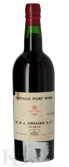 1963 Graham's Vintage Port (depressed cork, bin soiled/scuffed)