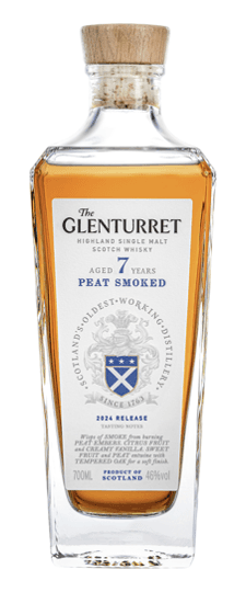 Glenturret 7 Year Old "Peat Smoked" 2024 Release Non-chillfiltered Natural Color Highland Single Malt Scotch Whisky (750ml)