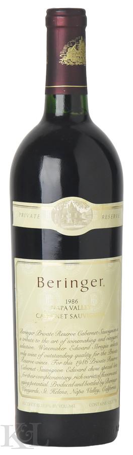 1986 Beringer "Private Reserve" Napa Valley Cabernet Sauvignon