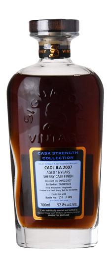 2007 Caol Ila 16 Year Old "Signatory Unchillfiltered Collection" 32 Month Finish Fresh Sherry Butt Cask Strength Speyside Single Malt Scotch Whisky (700ml)