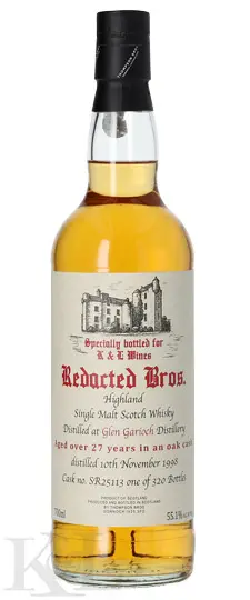 Glen Garioch 27 Year Old "Redacted Bros." (Thompson/Dornoch) Single Ex-Wild Turkey Bourbon Barrel Cask Strength Single Malt Scotch Whisky (700ml)