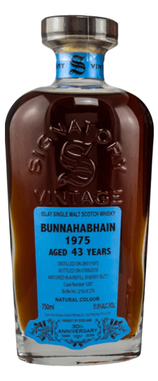 1975 Bunnahabhain 43 Year Old "Signatory 30th Anniversary Series" Refill Sherry Butt #1267 Cask Strength Single Malt Scotch Whisky (750ml)